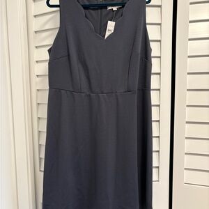 LOFT Charcoal Scalloped Detail Sleeveless Midi Dress